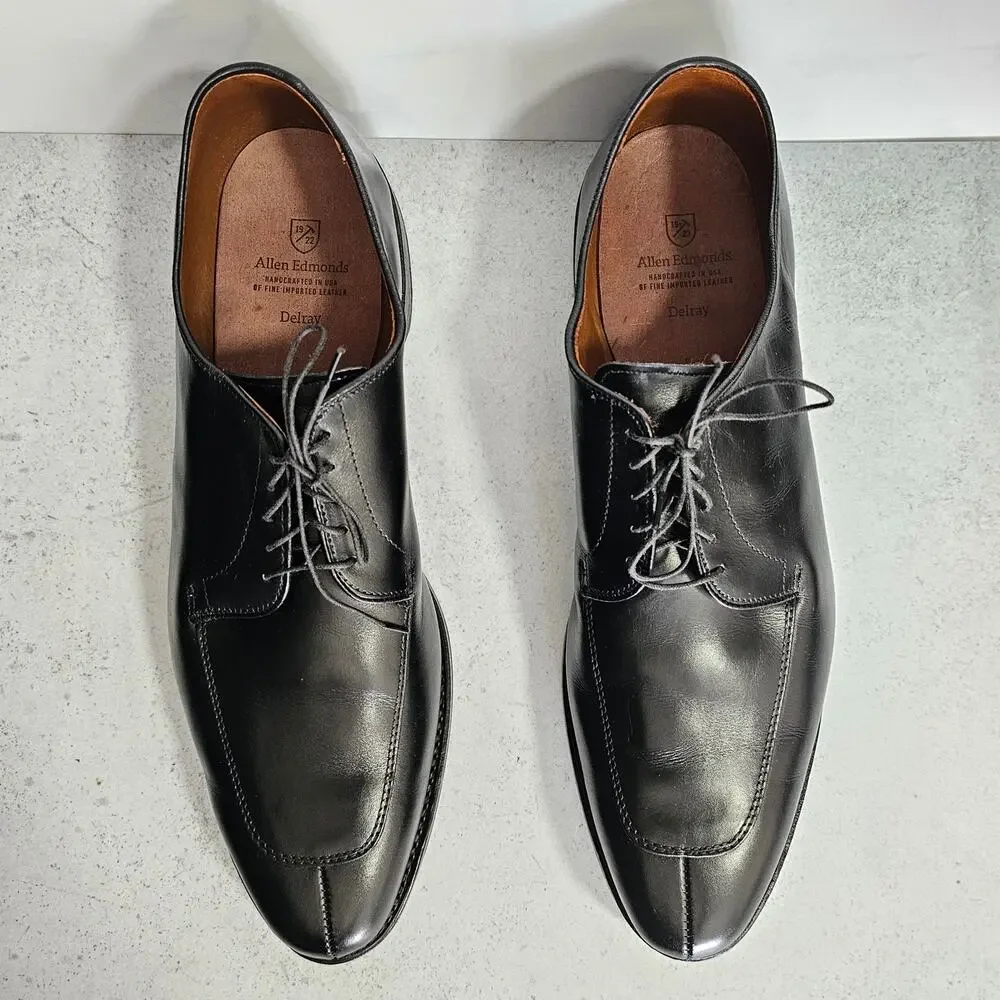 EUC Allen Edmonds Men's Black Leather Resoled Split Toe Delray Dress Shoes 15 B - Picture 3 of 10